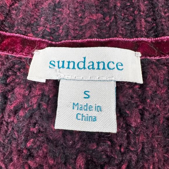 Sundance Womens Small Cable Knit Sweater Burgundy Red V Neck Cotton Blend Boho - Picture 5 of 10